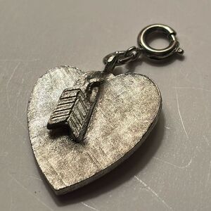 Vintage Silver Tone Heart and Arrow Charm for Bracelet or Necklace